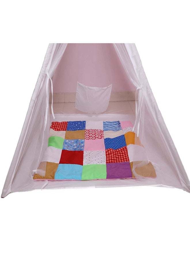 CREATIVE TEXTILES Tent House for Kids Teepee Play Tent for Kids, Portable Teepee Flag House for Boys & Girls, Play House for Indoor & Outdoor with Mat (White) - Image 3